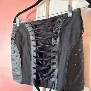 Vintage lip service skirt with corset tie back and hardware size small